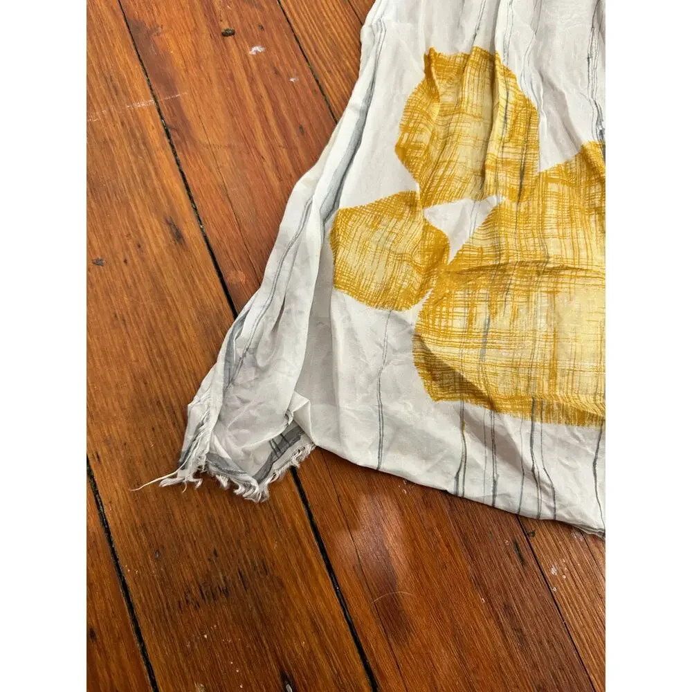 Unbranded Vintage 1980s White Yellow Abstract Design Scarf Wrap